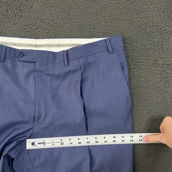 Canali Dress Pants Mens 40 Blue Classic Fit Wool Formal Pleated Italy 40x31 - Picture 10 of 13